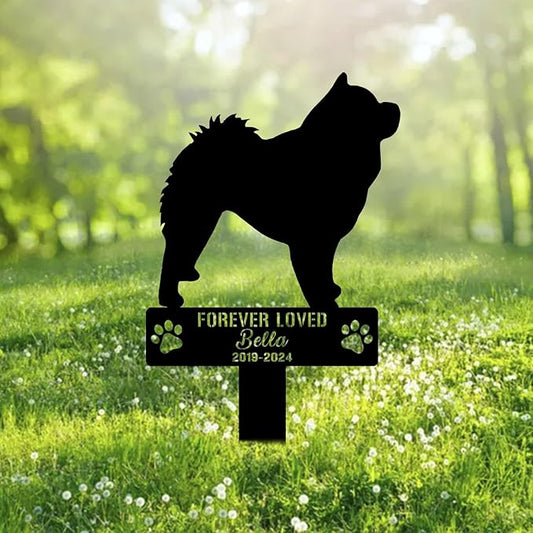 Custom Chow Chow Dog Metal Memorial Garden Stake Personalized Pet Grave Marker Name Sign Remembrance Stake Decor Sympathy Dog Loss,Outdoor Statues for Yard Garden Lawn Patio Pathway Grave Gift.