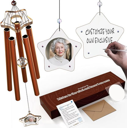 Personalized Memorial Wind Chime with Custom Photo, Name & Date - Thoughtful Sympathy Gift for Garden, Porch, Backyard & Patio Decor