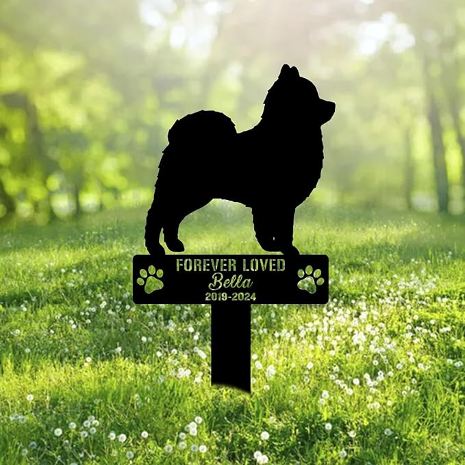 Custom Pomeranian Dog Metal Memorial Garden Stake Personalized Pet Grave Marker Name Sign Remembrance Stake Decor Sympathy Dog Loss,Outdoor Statues for Yard Garden Lawn Patio Pathway Grave Gift.