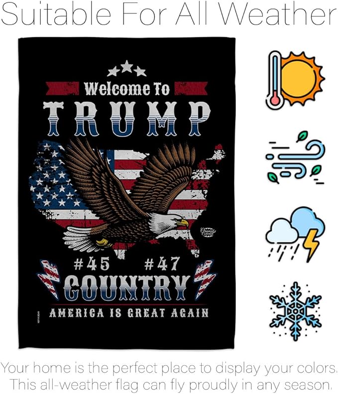 Welcome to Trump Country Flag Yard Sign Wall Hanging Decor Home Poster Rally Shooting MAGA Vance 2024 Political Poster Lawn Garden Outdoor Patriotic Patio Decoration Republican Gift Made in USA