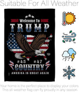 Welcome to Trump Country Flag Yard Sign Wall Hanging Decor Home Poster Rally Shooting MAGA Vance 2024 Political Poster Lawn Garden Outdoor Patriotic Patio Decoration Republican Gift Made in USA