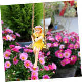 Garneck Hanging Flower Fairy Resin Statue Outdoor Swing Decor for Garden Trees Durable Garden Ornament for Home and Patio Decoration