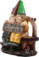 Ebros Grow Old with Me Mr and Mrs Gnome Statue 11" Tall for Patio Garden Lawn Home Decor Figurine (1)