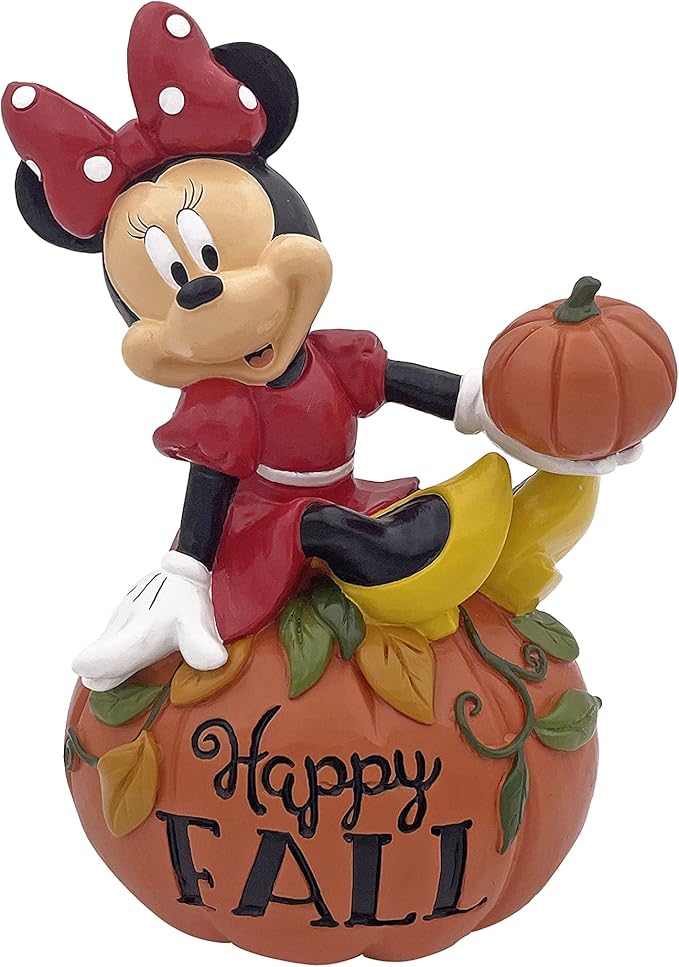 Disney Minnie Mouse Happy Fall Outdoor Garden Statue, 7 Inches Tall, Officially Licensed Disney Product