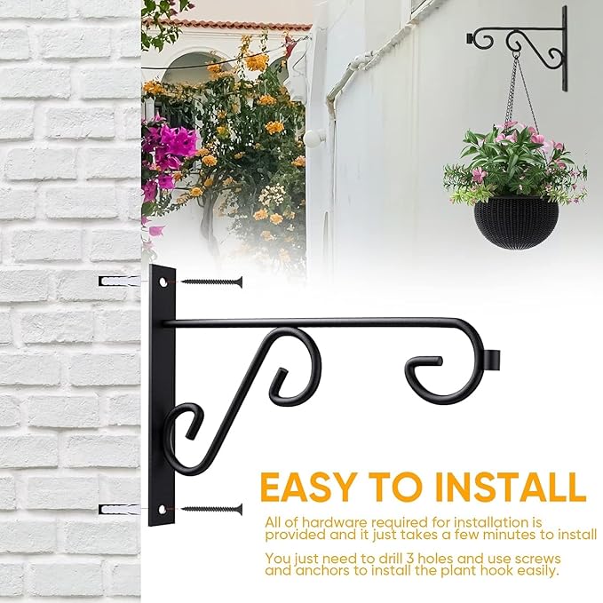 16Pack 9in Plant Hanger Bulk,Metal Wall Hook,Anti-Rust Indoor Outdoor Wall Hangers for Bird Feeders, Planters, Lanterns, Wind Chimes,Doorplate