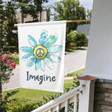 Imagine Flowers Hippie Peace Garden Flags 12×18 Inch Double Sided Decorative Yard Banner Seasonal Flag for Outdoor Outside Decor