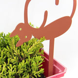 Sleepy Cat Metal Plant Stake - Garden Decoration Powder Paint Coating Gardenpot Pick-Steel-Brown