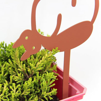 Sleepy Cat Metal Plant Stake - Garden Decoration Powder Paint Coating Gardenpot Pick-Steel-Brown