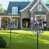 VEWOGARDEN Kinetic Wind Spinners Outdoor 13" Dia Metal Wind Spinner with Stakes Yard Art for Garden Patio Lawn Decorations, Blue & Antique Bronze