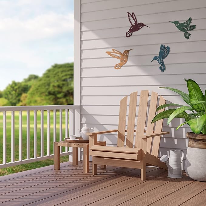 Teling 4 Pcs Metal Hummingbird Wall Art Metal Dragonfly Wall Decor for Modern Farmhouse Rustic Home Living Room Bedroom Kitchen Patio Indoor Outdoor Decor(Hummingbird)