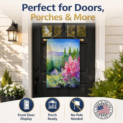 Caroline's Treasures Idaho Syringa in Watercolor House Flag Large Porch Sleeve Pole Decorative Outside Yard Banner Artwork Wall Hanging, Polyester, House Size, Multicolor