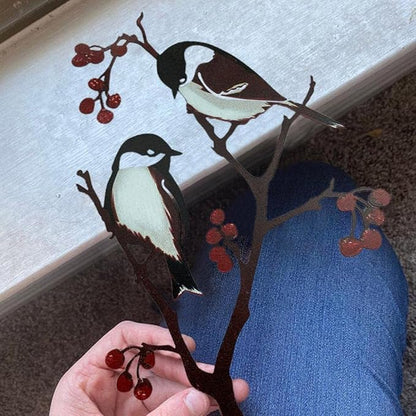 Metal Bird Ornaments Bird Silhouette Garden Art for Home Garden Yard Decoration (Color)