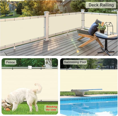LOVE STORY Custom Size 3'x50' Butter Cream Balcony Privacy Screen,UV Block Privacy Fence Screen,90% Shield for Outdoor Pool Garden Apartment Railing