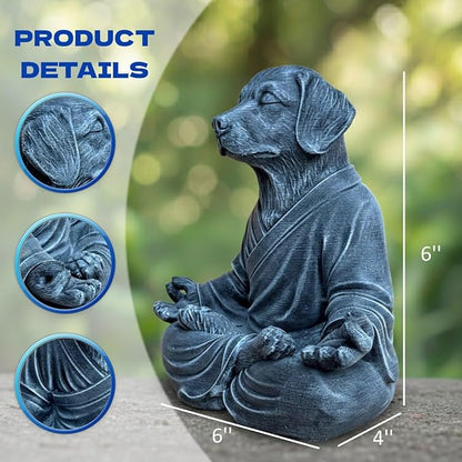OLOMA Yoga Dog Sculpture Solid Concrete Stone Statue with Protective Resin Coating Weather Resistant Heavy Outdoor Indoor Garden Patio Decorative Accent for Tranquil Spaces