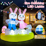 6FT Easter Inflatables Outdoor Decoration Inflatable Bunny Lover Dancing Built in LED Lights Bunny Blow Up Yard Decoration for Lawn Garden Holiday Party(with Storage Bag)