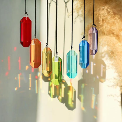 Suncatcher Crystal Rainbow Prism 7 Pack Faceted Crystal Suncatcher Rainbow Prism Hanging Pendant Window Home Garden Car Decor