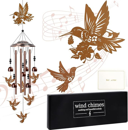Hummingbird Gifts for Women - Hummingbird Wind Chimes for Outside, Mom Grandma Sister Christmas Mother's Day Birthday Houswarming Gifts, Memorial Wind Chimes for Outdoor Garden Patio Decor