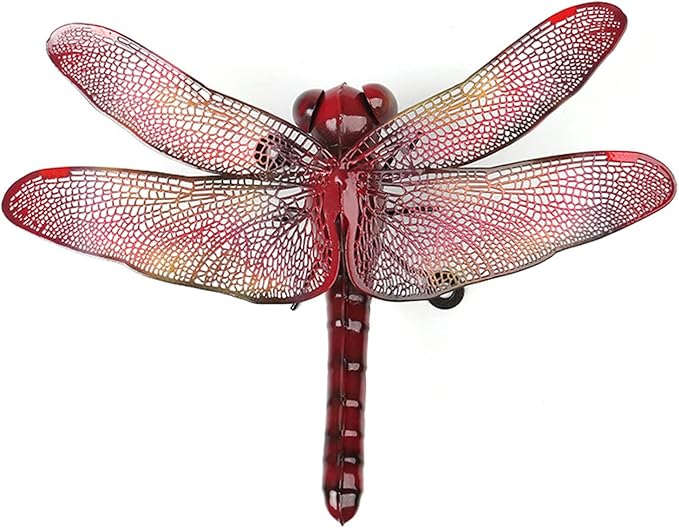 PROW® Metal Insect Ornament Hanging Colorful Dragonfly, Indoor Outdoor Metal Garden Statue Ornament, Spring Ornament for Gardening Enthusiasts