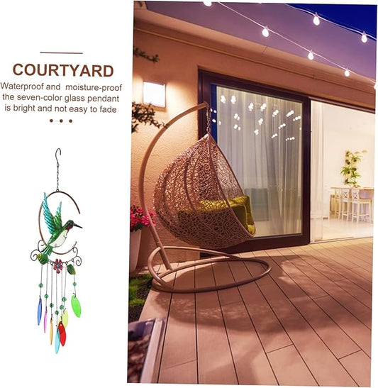 BESPORTBLE 1pc Hummingbird Pendant Wind Chime Unique Iron Handicraft Hanging Decor for Porch Garden Living Room Lightweight and Easy to Install Present for Friends and Family