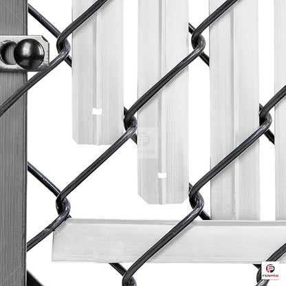 Chain Link Fence Privacy Blade Slates with Bottom Lock 4x10 Ft White for Gardening, Privacy, Outdoor Wall, Balcony, Patio, Yard, Safety Fence Screen Cover for Dog, Cat, Pet Hedge Slats