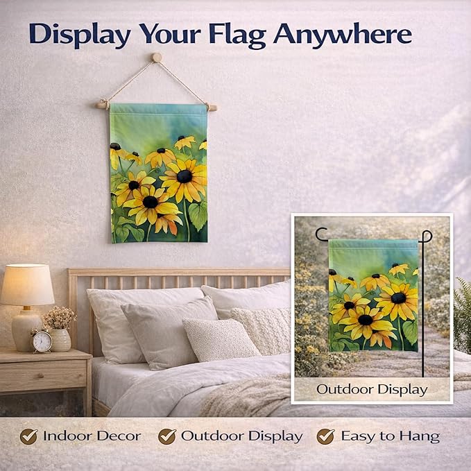 Caroline's Treasures Maryland Black-Eyed Susans in Watercolor Garden Flag Mailbox Flag Decorative Yard Flag Banner Outside Patio Artwork Yard Flower Beds, Garden Size, Multicolor