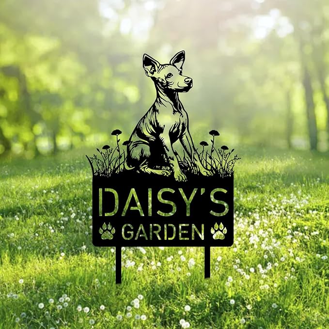 Custom American Hairless Terrier Metal Memorial Garden Stake Personalized Pet Grave Marker Name Sign Remembrance Stake Decor,Memorial Statue Sign for Garden Outdoor Outside Yard Decor Dog Loss Xmas.