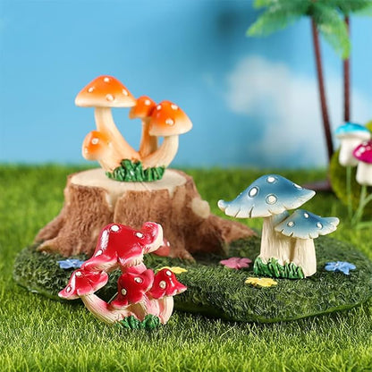 DIYOMR Creative Resin Mushroom Series Fairy Garden Accessories,Mushrooms Figurines Craft Indoor Outdoor Decor for Home DIY Windowsill Tabletop Garden Micro Landscape Decor Bonsai Ornaments, 4Pcs