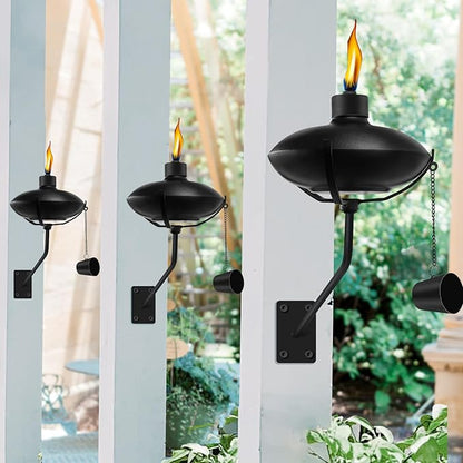 6 Pack Wall Mounted Citronella Torches, 18 oz Garden Torches for Outside, Refillable Flame Light Torch, Outdoor Metal Torch for Yard, Patio, Deck, Garden, Party, Landscape