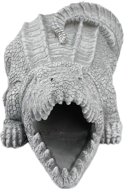 Elenon Crocodile Decorative Gutter Downspout Extension Statue, Gutter Guardian Rain Downspout Extender, Garden Splash Block Outdoor Sculpture for 3" × 4" Down Spouts Decor