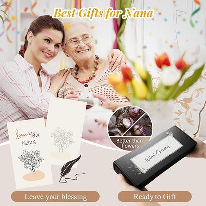 Gifts for Nana, 25''Wind Chimes Black, Nana Birthday Gifts from Grandkids, Thanksgiving, Ideas of Decorations for Outside, Patio, Garden or Yard
