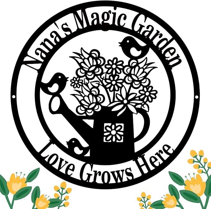 Custom Garden Sign Art,Personalized Garden Wall Art Decor,Custom Metal Flowers Shop,Birds Metal Sign for Home Wall Hanging Outdoor Decorate Gifts