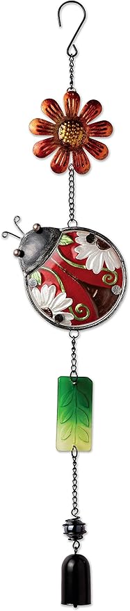Sunset Vista Designs Metal and Colored Glass Ladybug Garland 25 x 6