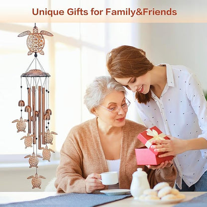 Turtle Wind Chimes Outdoor Sea Turtle Gifts for Women/Men/Mom/Grandma/Wife Birthday Gifts Memorial Gift Metal WindChimes for Outside/Indoors, Home, Lawn, Porch, Patio, Garden Decor, Yard Decorations