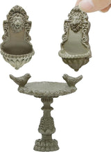 iLAND 1/12 Scale Fairy Garden Accessories Outdoor Miniature Birdbath Fountain & 2 Lion Wall Reliefs Mini Ornaments for Garden Dollhouse Décor Dollhouse Accessories
