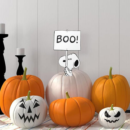 PRODUCTWORKS Peanuts Pumkin Press-in Icon Metal Stake Halloween Harvest Decor Porch Decorating Indoor Outdoor (Snoopy Boo Sign)