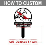 Personalized Cemetery Memorial Metal Stakes, Cardinals Memorial Grave Markers,Graden Decorations for Loss of Mother Father, Outdoor Sympathy Decor Gift