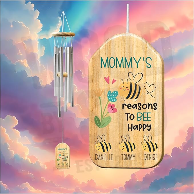 Custom Personalized for Nana – Windchime with Personalization, 24" Outdoor Wind Chimes, Wood & Metal Tubes, Unique Keepsake Grandma and