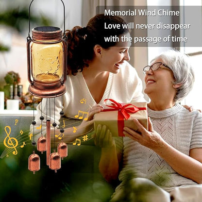 2 Pack Solar Wind Chimes for Outside, for Mom Women Grandma,Solar Mason Jar Wind Chime Light Unique Hanging Wind Chimes Outdoor,IP65 Waterproof, Yard Garden Terrace Courtyard