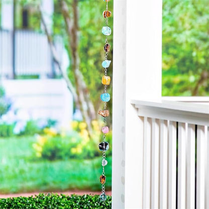 Evergreen Garden 6 Feet Long Colorful Glass and Metal Rain Chains for Gutters | Rain Catcher Chain Replacement Downspout | Decorative Rain Chains for Outside Garden Balcony Porch
