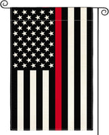 AVOIN colorlife Thin Red Line Firefighters and Fire Services Garden Flag 12x18 Inch Double Sided Outside, American Stars and Stripes Patriotic Yard Outdoor Decoration