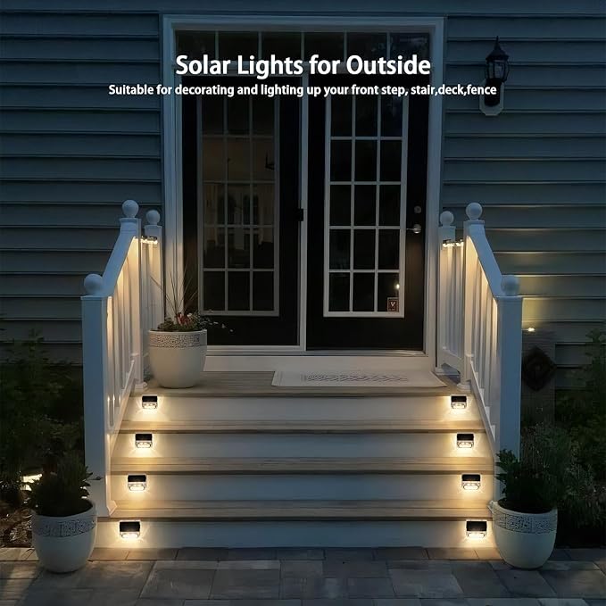 Qualdout Solar Outdoor Lights, 16 Pack Solar Fence Deck Lights Waterproof Solar Powered Outside Lighting for Step Railing Wall Pool Stair Yard Garden Patio Pool Decorations (Warm White)