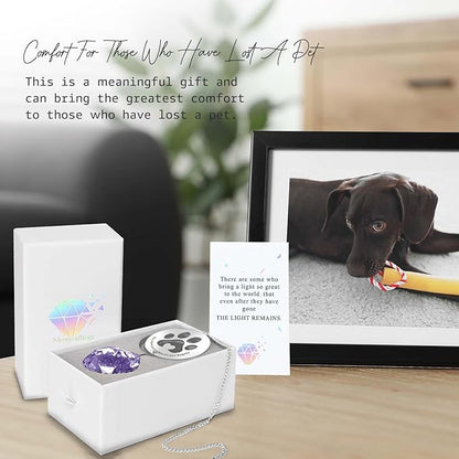 Mooncraftlogy Dog Memorial Gifts, Unique Loss of Pet Sympathy Idea, Purple Crystal Ball Rainbow Suncatcher with Paw Print for Cat or Dog Remembrance and Bereavement