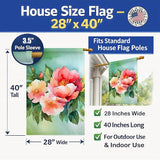 Caroline's Treasures Georgia Cherokee Rose in Watercolor House Flag Large Porch Sleeve Pole Decorative Outside Yard Banner Artwork Wall Hanging, Polyester, House Size, Multicolor