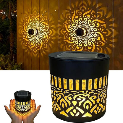 Decorative Solar Mandala Lights, Solar Wall Step Deck Light Outdoor Garden Decor, Mandala Theme Outdoor Fence Lights for Garden Post Patio Backyard Yard Decor