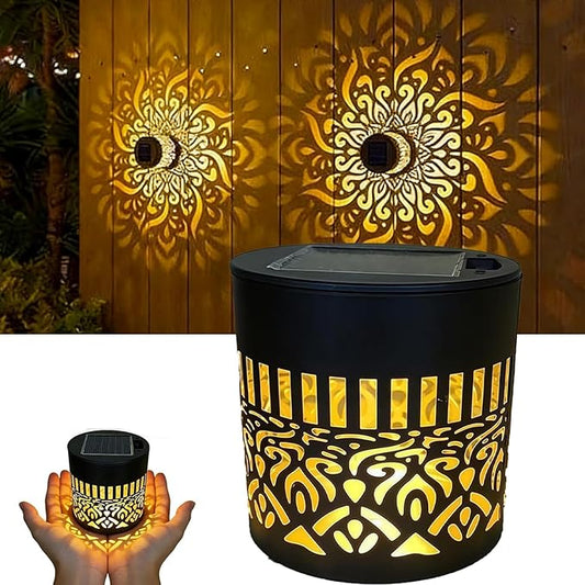 Decorative Solar Mandala Lights, Solar Wall Step Deck Light Outdoor Garden Decor, Mandala Theme Outdoor Fence Lights for Garden Post Patio Backyard Yard Decor