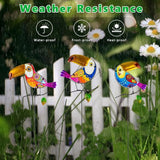 Decorative Garden Stakes,Set of 3 Toucan Stained Glass Metal Yard Art Outdoor,Waterproof Spring Garden Stakes Decorative for Lawn Patio Pathway