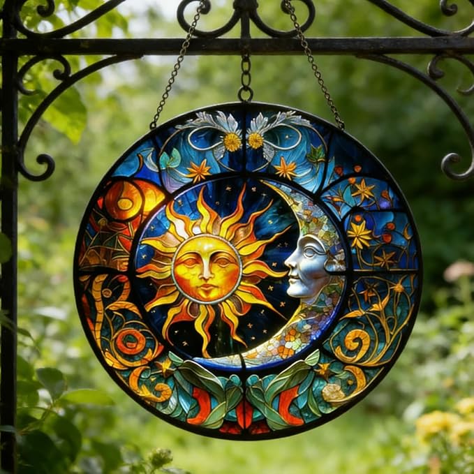 Stained Glass Window Hanging,suncatcher Stained Glass kit,Stained Glass Ornament, Garden suncatchers for Windows Hanging,Window Decor or Indoor,Gifts for Women, Lovers, Couple, Friends