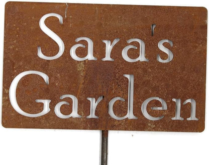 Classic Metal Garden Markers Clearance Items 20 to 33 Inches Tall (Sara's Garden 21", Naturally Rusted)