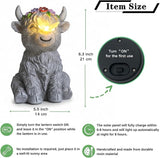 Solar Highland Cow Garden Statue with Glowing Butterfly, Outdoor Highland Cow Decorations for Patio Yard Lawn Ornaments, Gifts for Mom/Grandma Birthday Housewarming