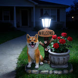 Virubi Sitting Akita Dog Planter Garden Decor with Planter, Loyal Akita Statue Succulent Flower Pot, Weather Resistant Outdoor Ornament for Patio Garden Path Porch Backyard